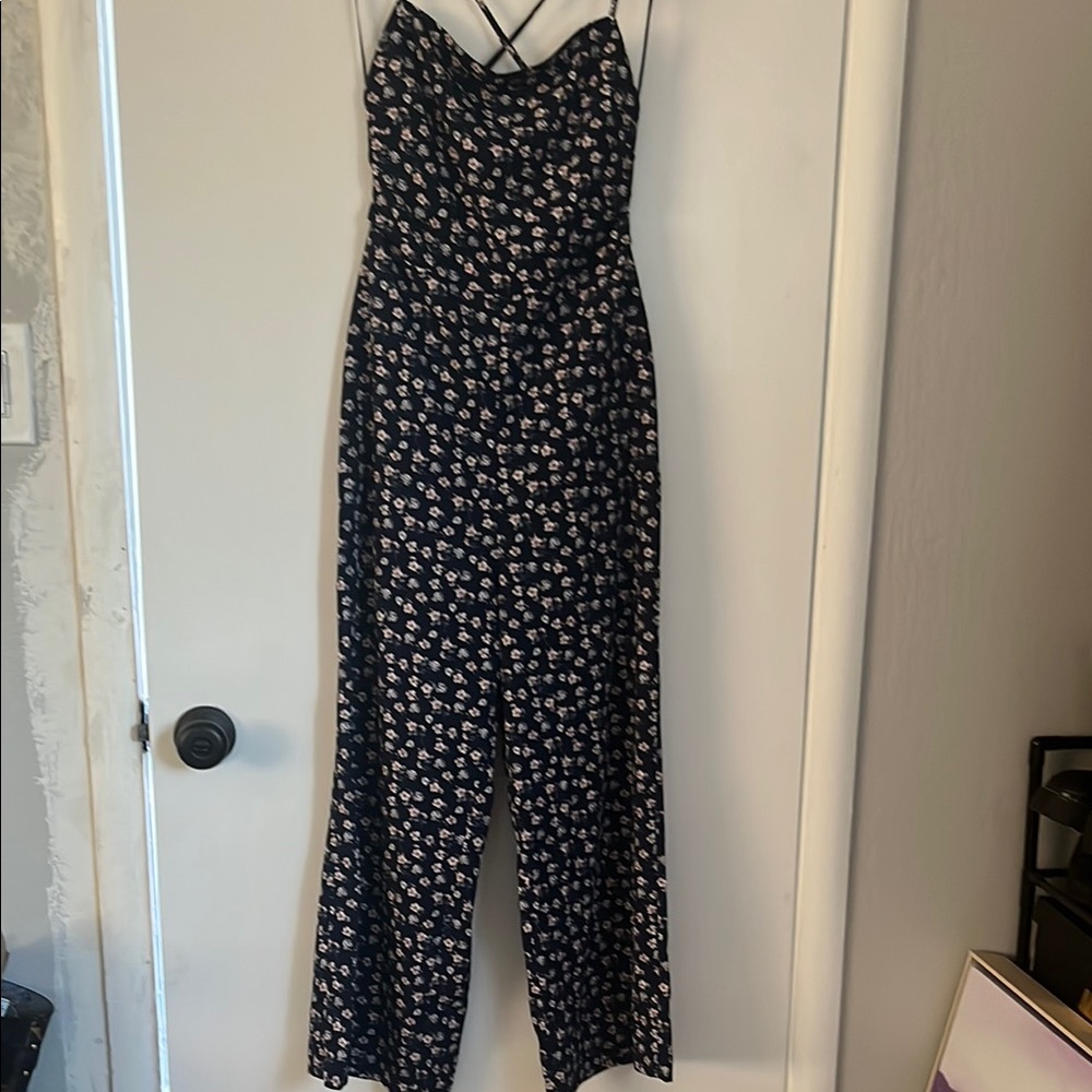 Blu Pepper Black Floral Jumpsuit with Spaghetti Straps size s